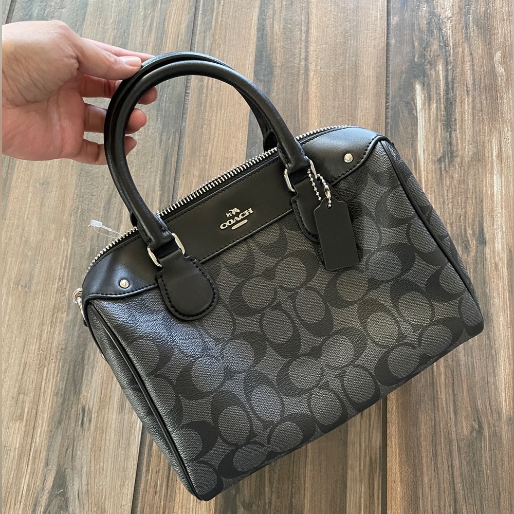 NWT Coach Bennett Satchel Signature Canvas Black Boston Bag